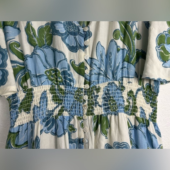TALISMAN THE LABEL Size XL Harlow Smocked Waist Maxi Dress LINEN BLEND FLORAL - Picture 8 of 12